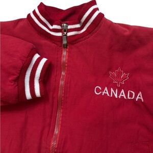Vintage Canada Kids Unisex Red Zip Up Jacket/Coat Maple Leaf Embroidered‎ Size S